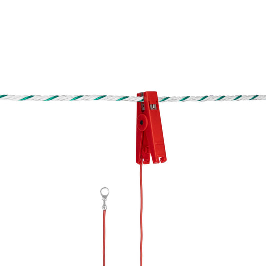 Zaunanschlusskabel mit Klemme, rot