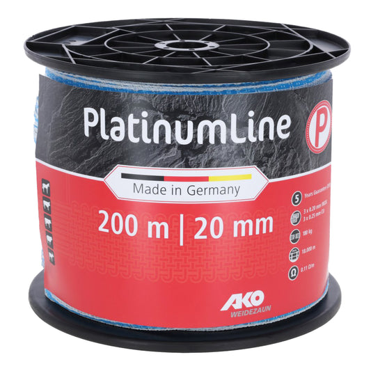 Weidezaunband PlatinumLine weiß/blau 200 m - 20 mm