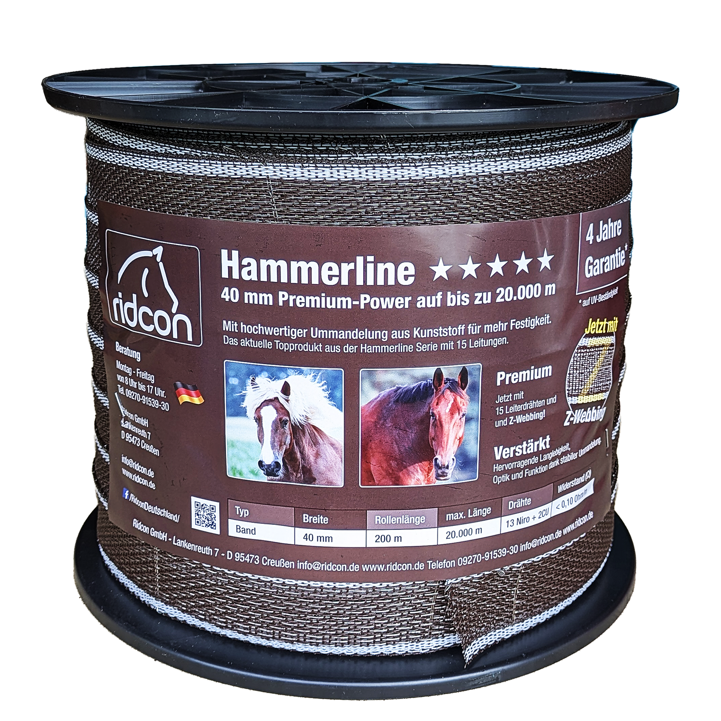 ExclusivLINE Elektro-Band 4 cm braun/weiß - 200m
