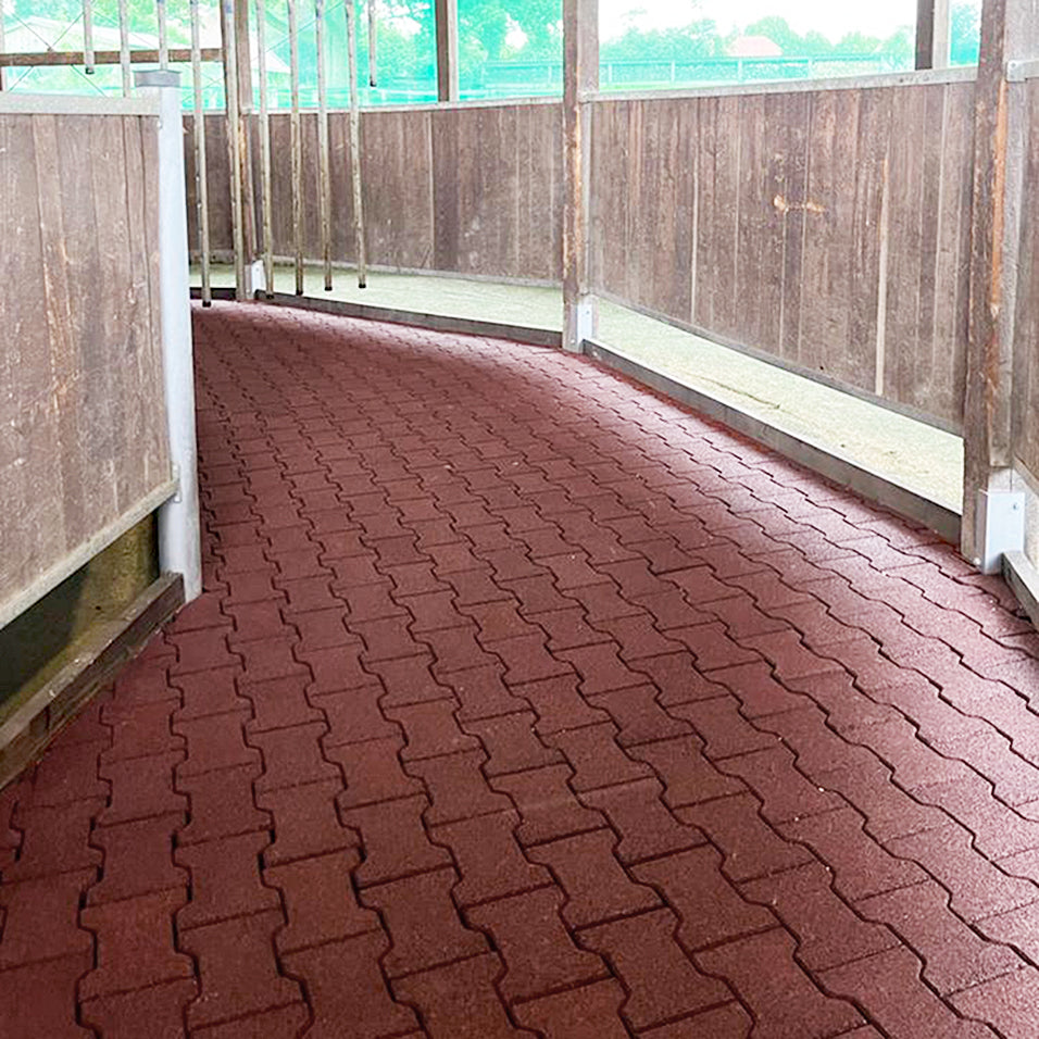 Gummipflasterstein Doppel-T, rotbraun, 1m² = 36 Einzelsteine 20x16x4,3cm