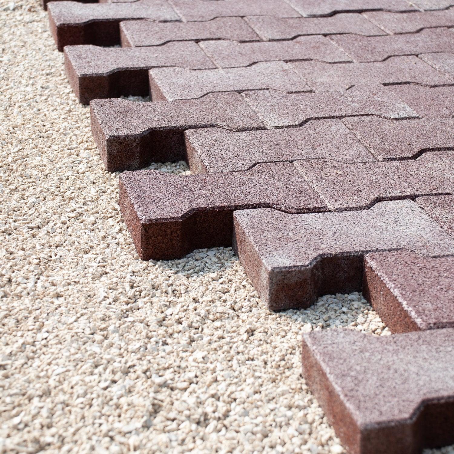 Gummipflasterstein Doppel-T, rotbraun, 1m² = 36 Einzelsteine 20x16x4,3cm