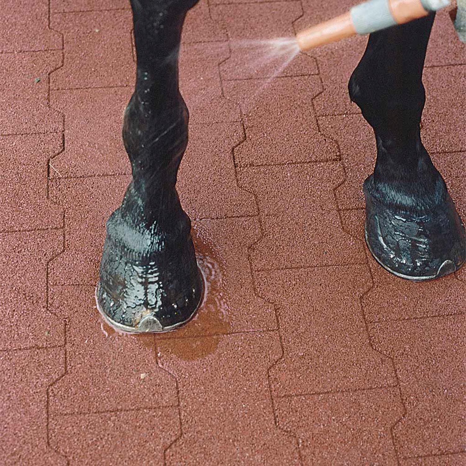 Stallmatte in Pflastersteinoptik, rotbraun, 110x110x2,5cm