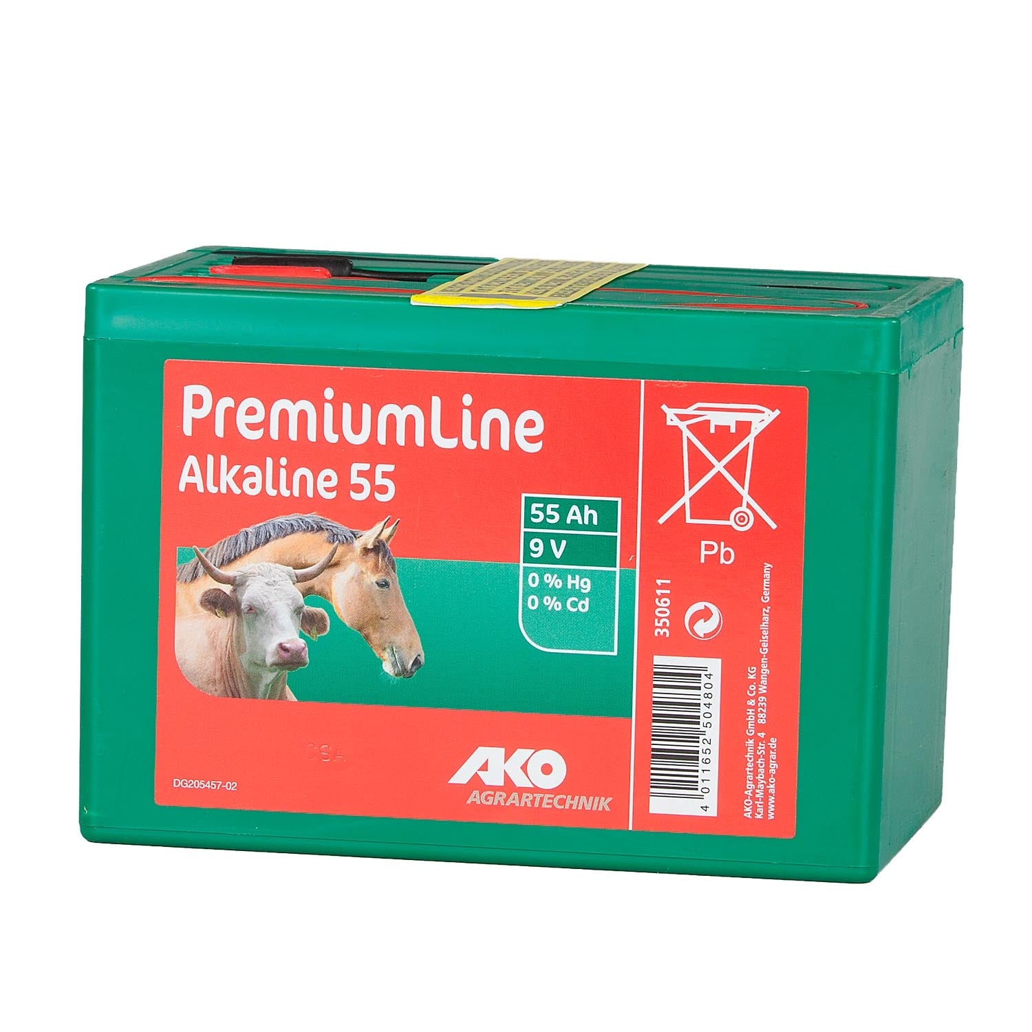 AKO Trockenbatterie Alkaline 9 Volt 55 Ah für Weidezaungeräte