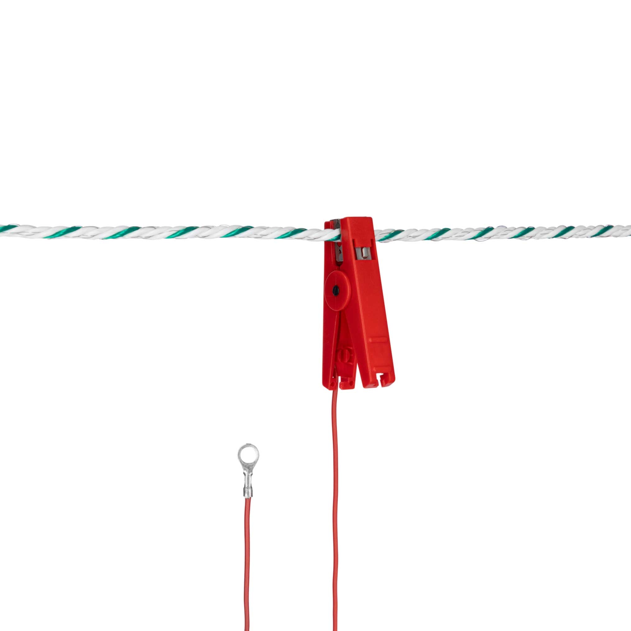 Zaunanschlusskabel mit Klemme, rot