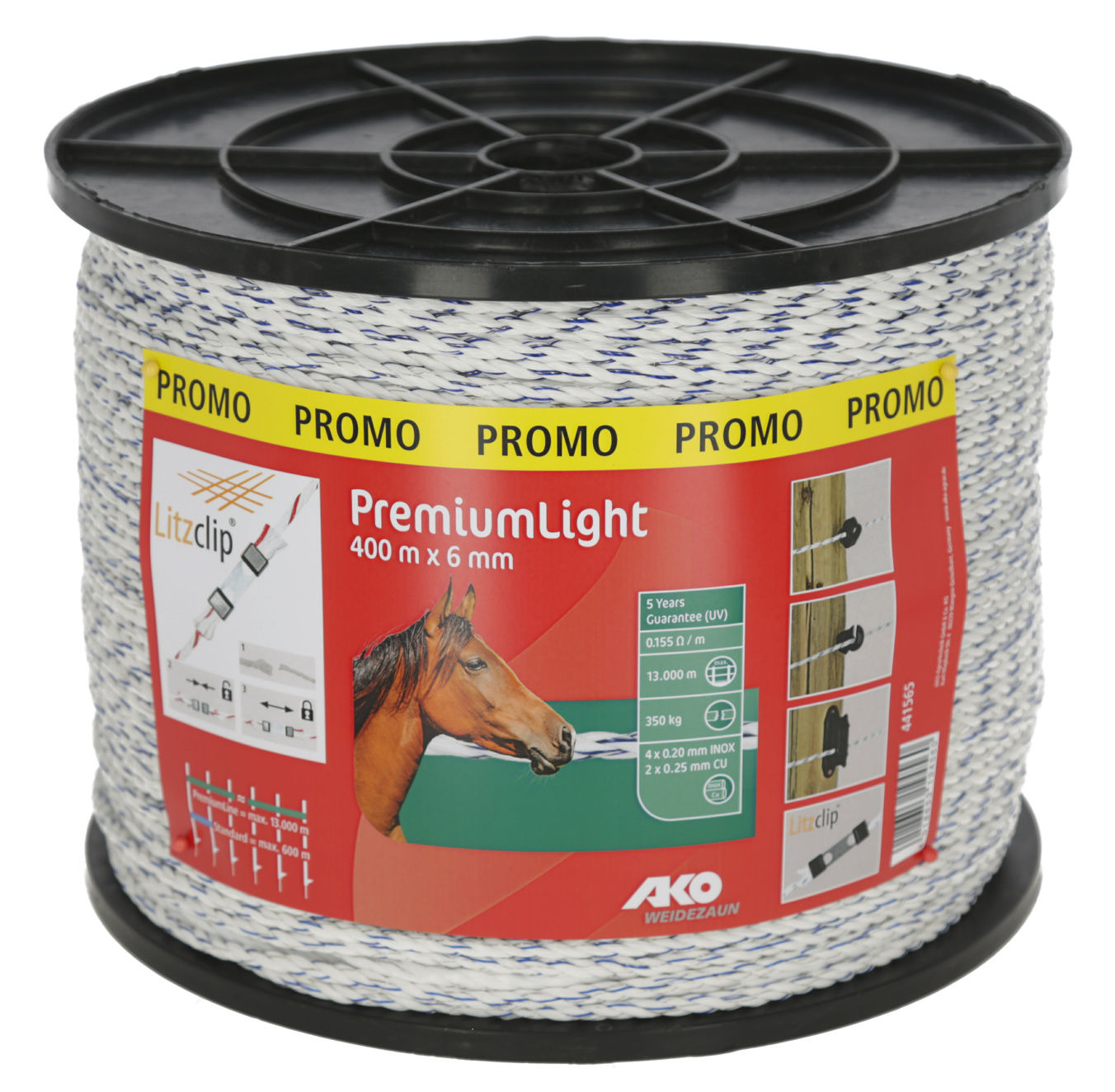 Premium Light Weidezaunseil weiß/blau – 400m, 6 mm