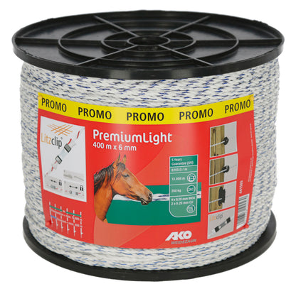 Premium Light Weidezaunseil weiß/blau – 400m, 6 mm