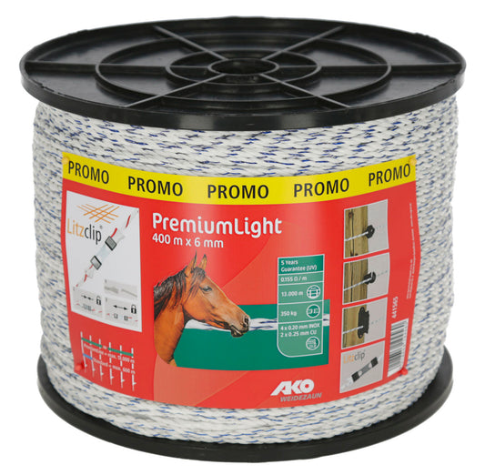 Premium Light Weidezaunseil weiß/blau – 400m, 6 mm