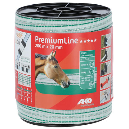 Weidezaunband PremiumLine 20mm-200m weiß/grün
