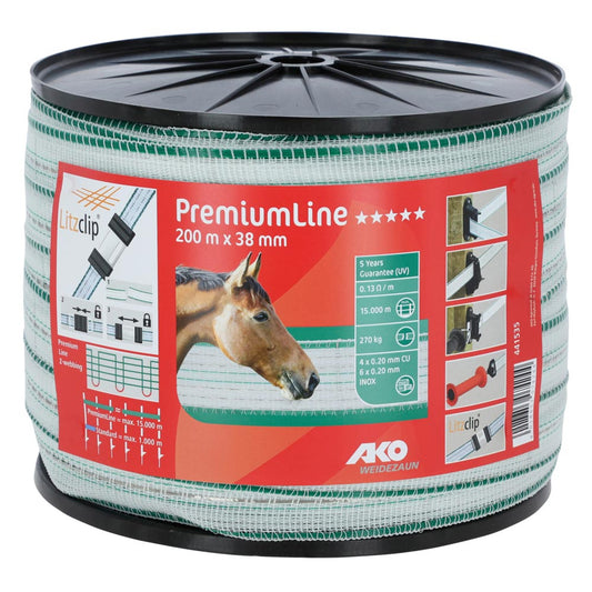 Weidezaunband PremiumLine 38mm-200m weiß/grün
