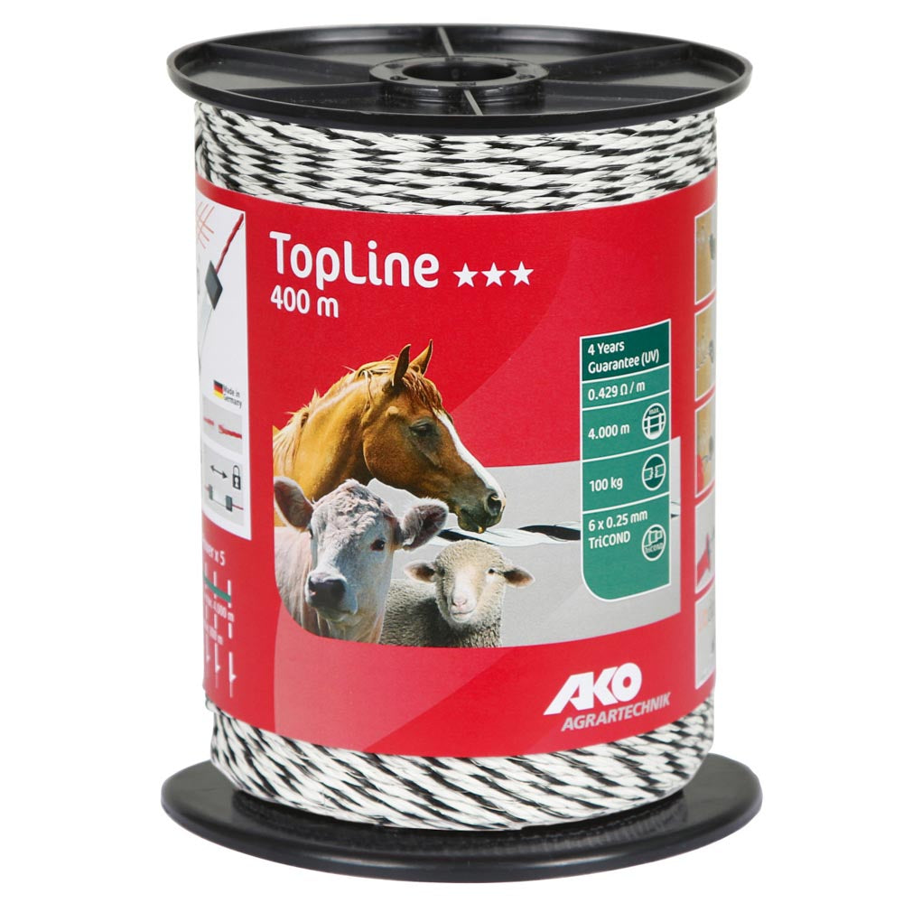 Weidezaunlitze TopLine weiß/schwarz - 400 m