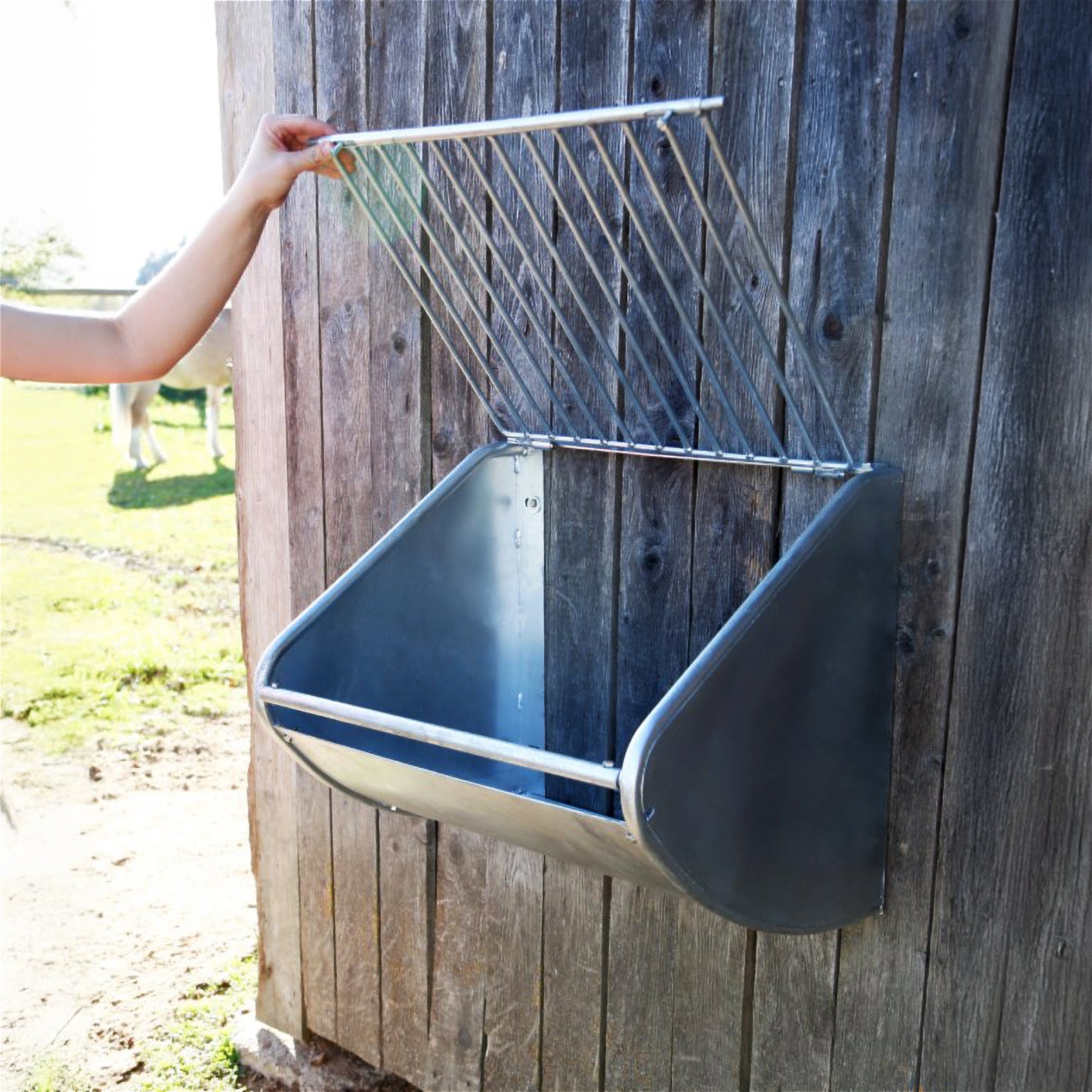 Kerbl Heuraufe mit Futterspargitter - Farbe: Silber