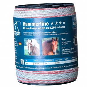 Hammerline Weidezaunband weiß/rot– 200m, 20mm 0